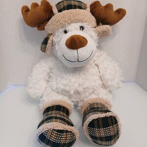 Dan Dee 2012 White Plush Reindeer Collectors Choice Plaid Hat And Winter Boots